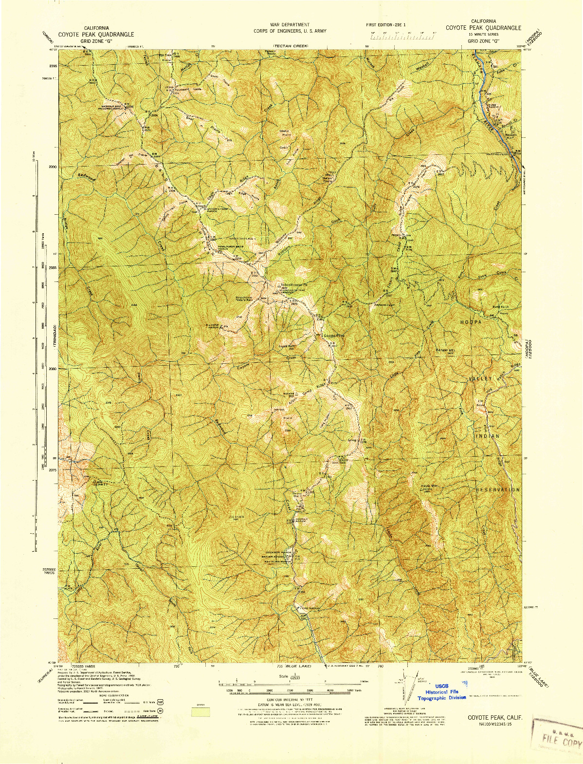 USGS 1:62500-SCALE QUADRANGLE FOR COYOTE PEAK, CA 1945