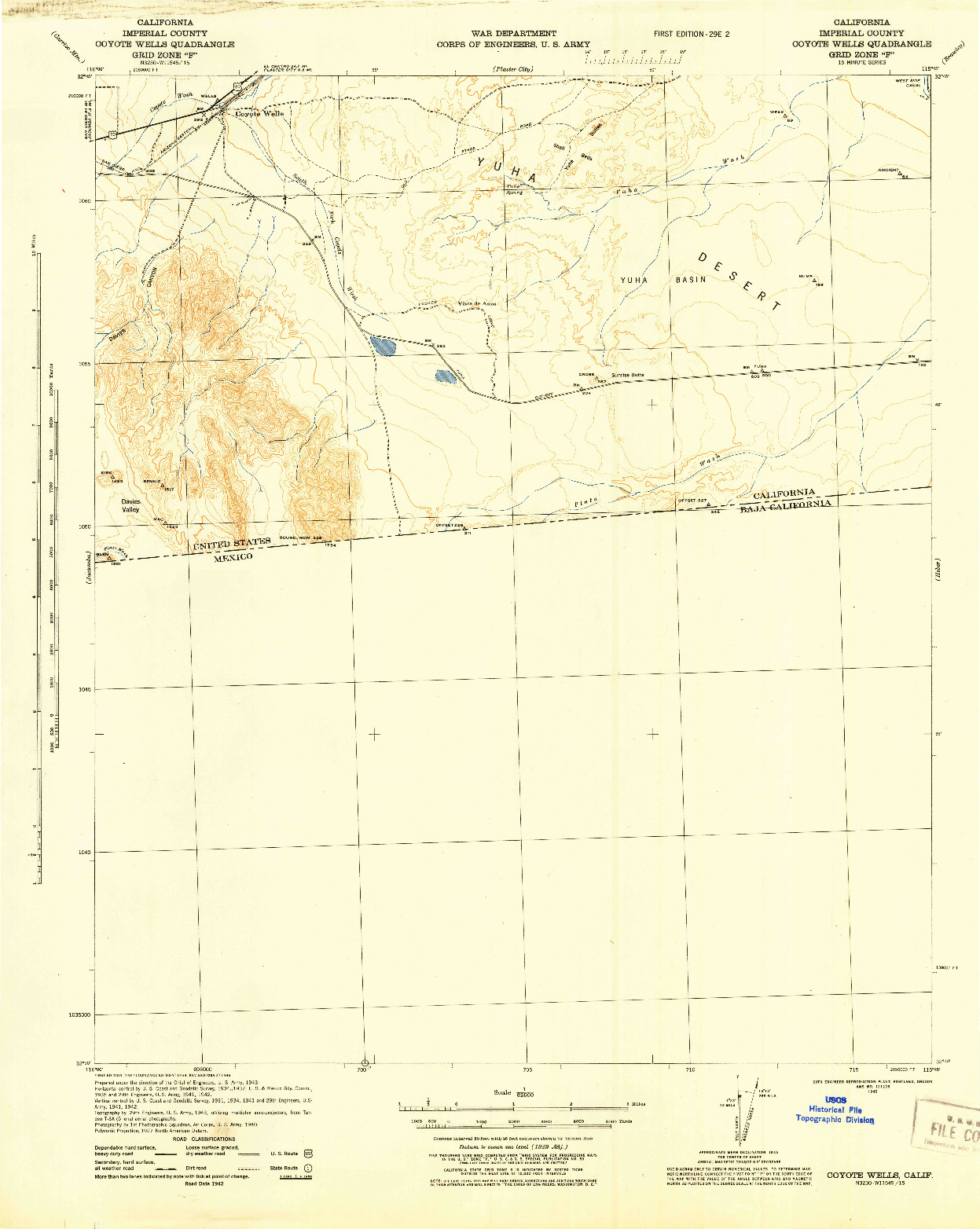 USGS 1:62500-SCALE QUADRANGLE FOR COYOTE WELLS, CA 1943