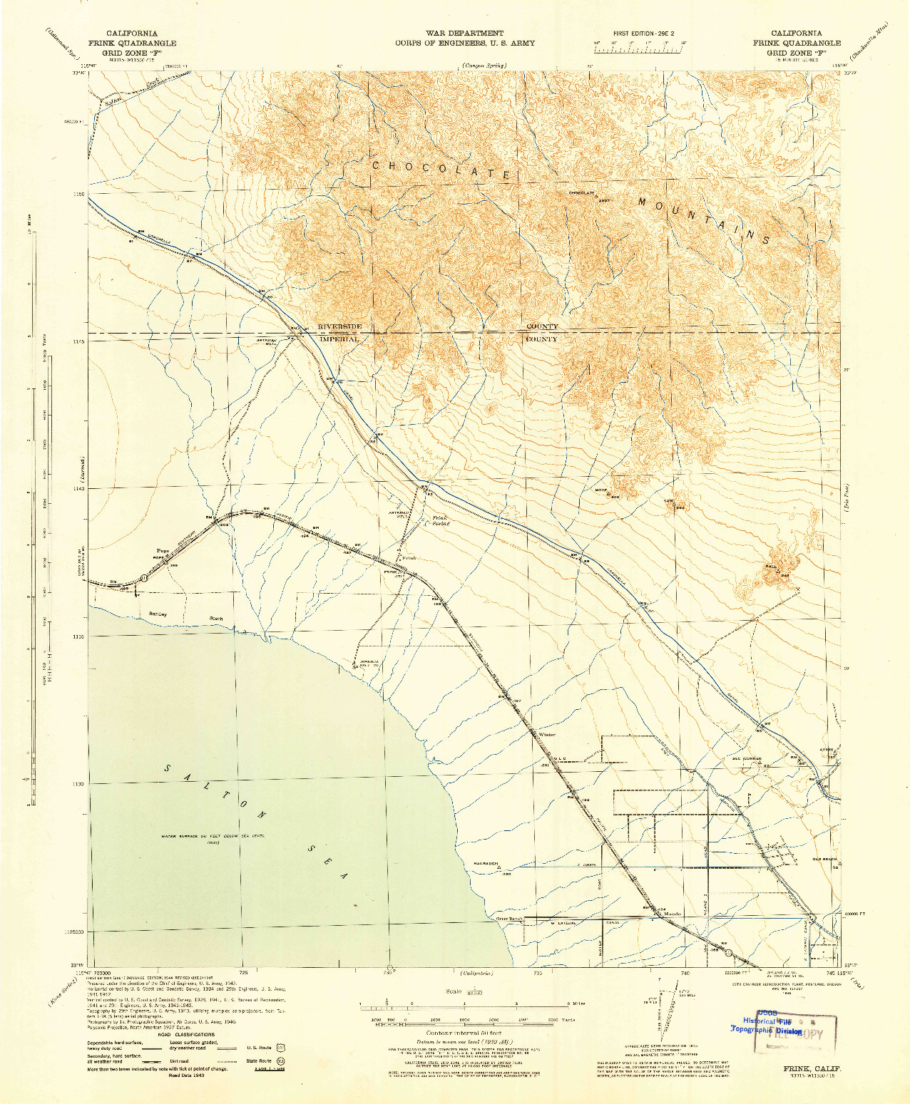 USGS 1:62500-SCALE QUADRANGLE FOR FRINK, CA 1944