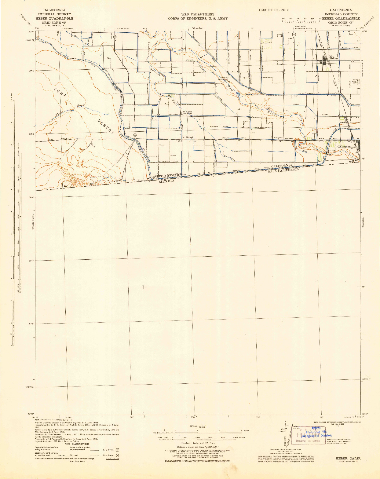 USGS 1:62500-SCALE QUADRANGLE FOR HEBER, CA 1943