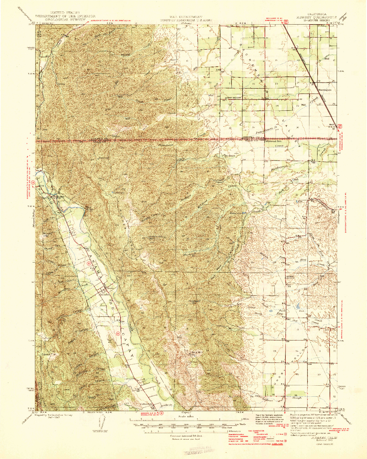 USGS 1:62500-SCALE QUADRANGLE FOR RUMSEY, CA 1945