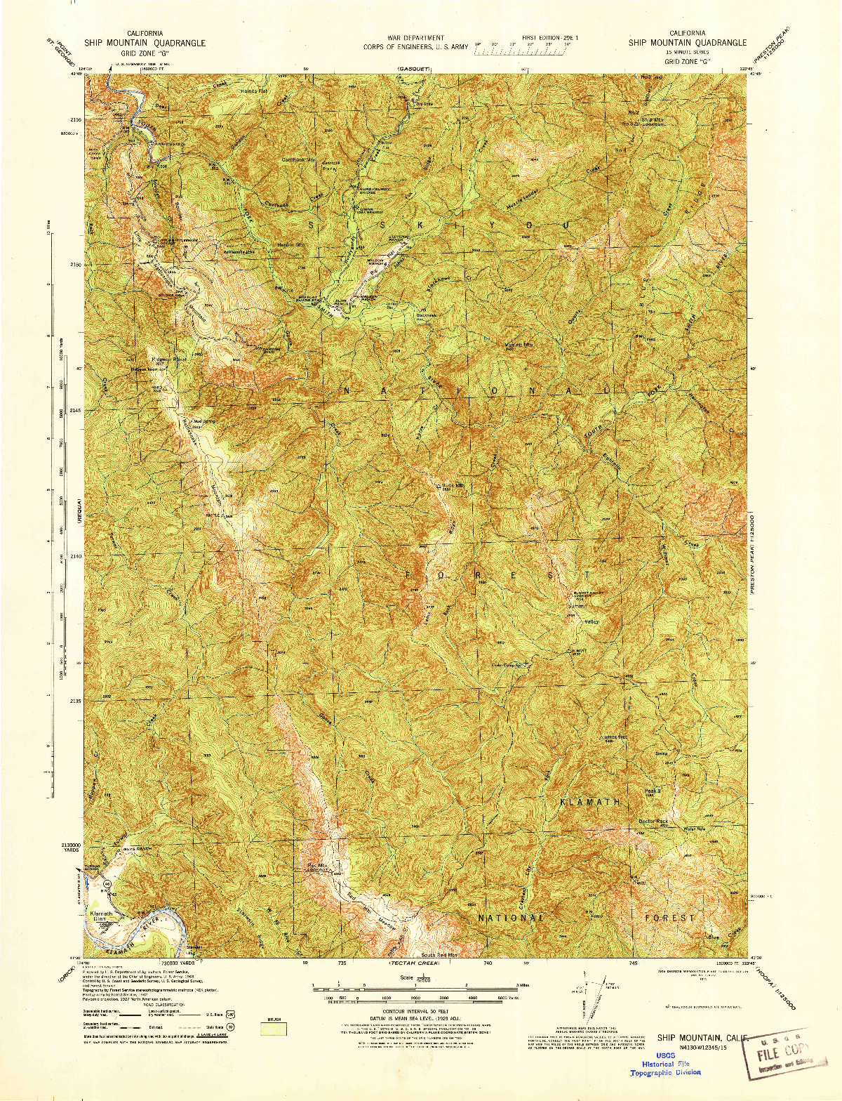USGS 1:62500-SCALE QUADRANGLE FOR SHIP MOUNTAIN, CA 1945