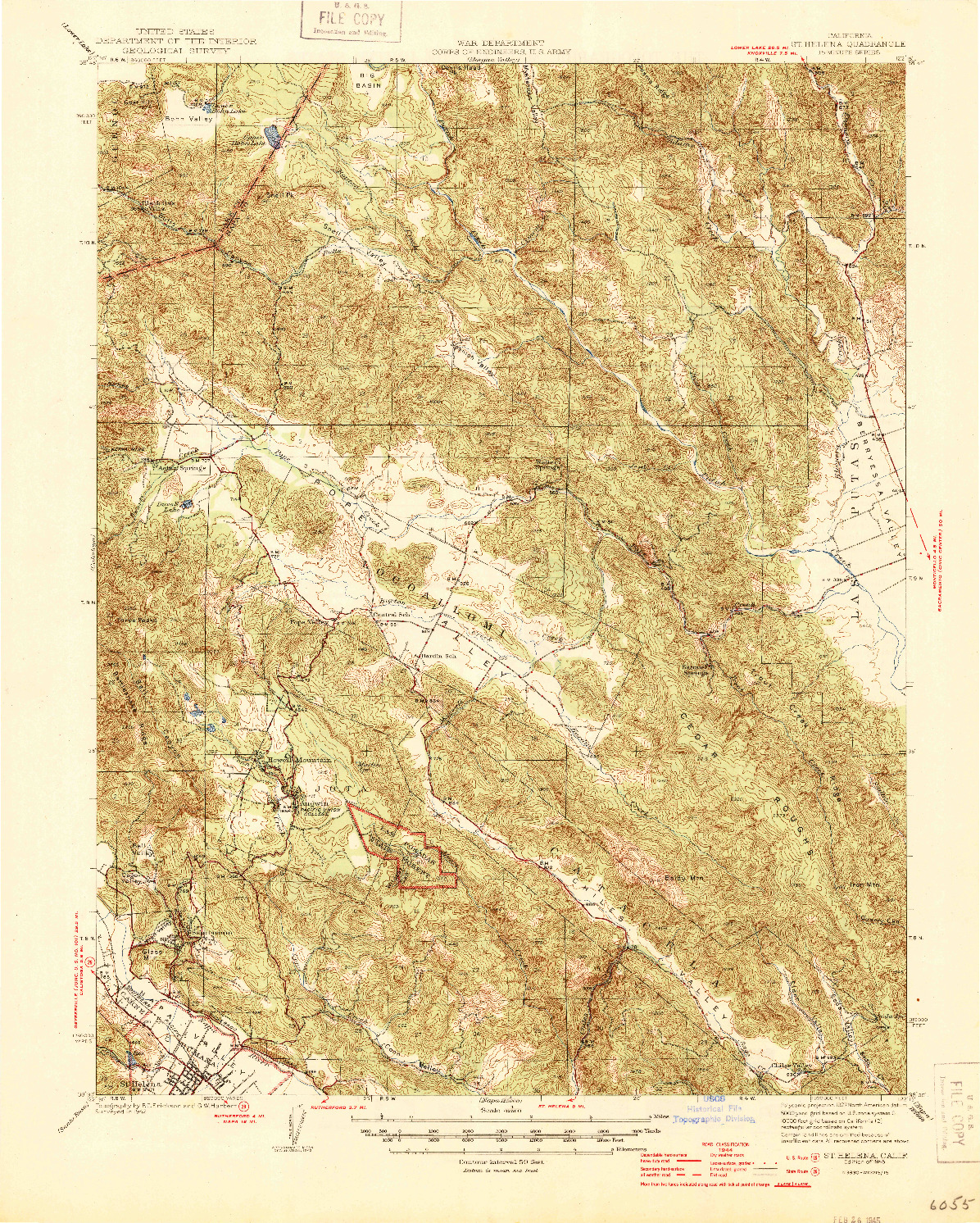 USGS 1:62500-SCALE QUADRANGLE FOR ST. HELENA, CA 1945
