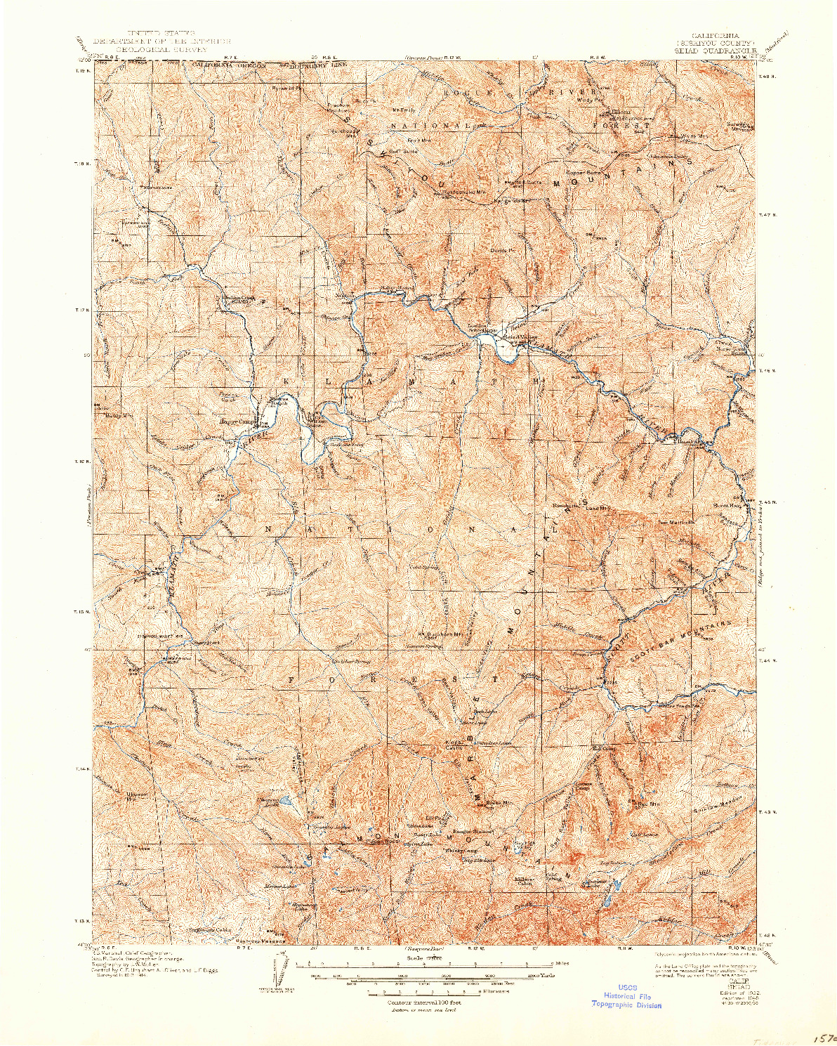 USGS 1:125000-SCALE QUADRANGLE FOR SEIAD, CA 1922