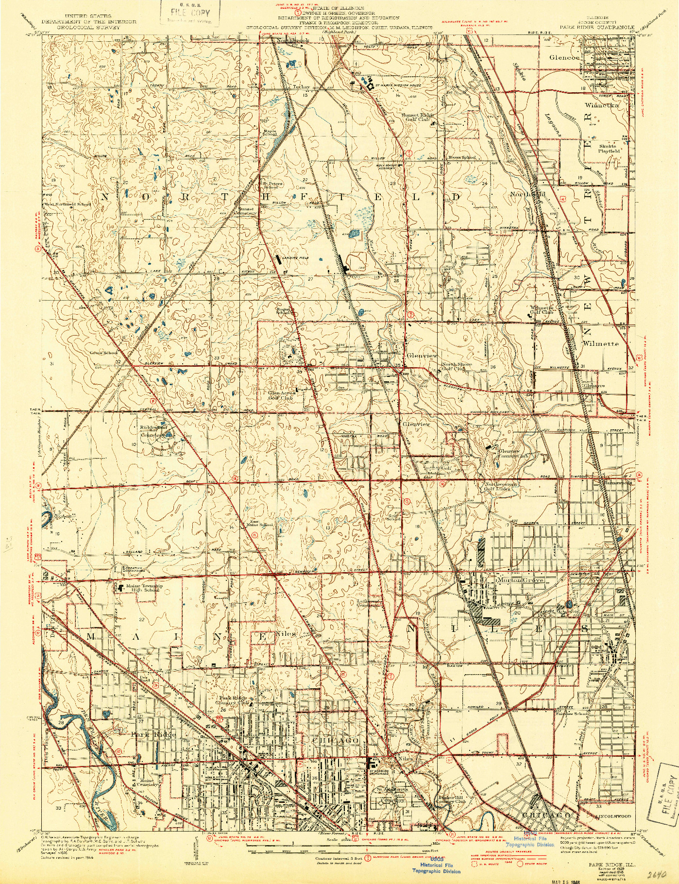 USGS 1:24000-SCALE QUADRANGLE FOR PARK RIDGE, IL 1929