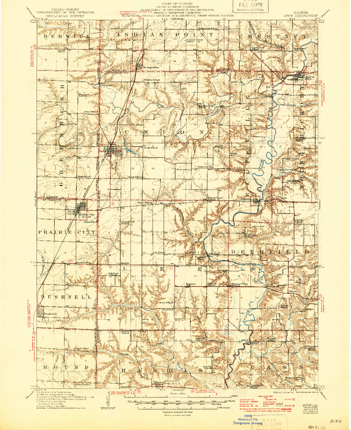 USGS 1:62500-SCALE QUADRANGLE FOR AVON, IL 1915