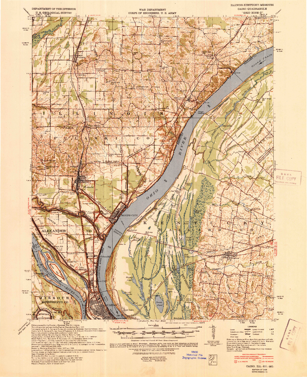 USGS 1:62500-SCALE QUADRANGLE FOR CAIRO, IL 1939