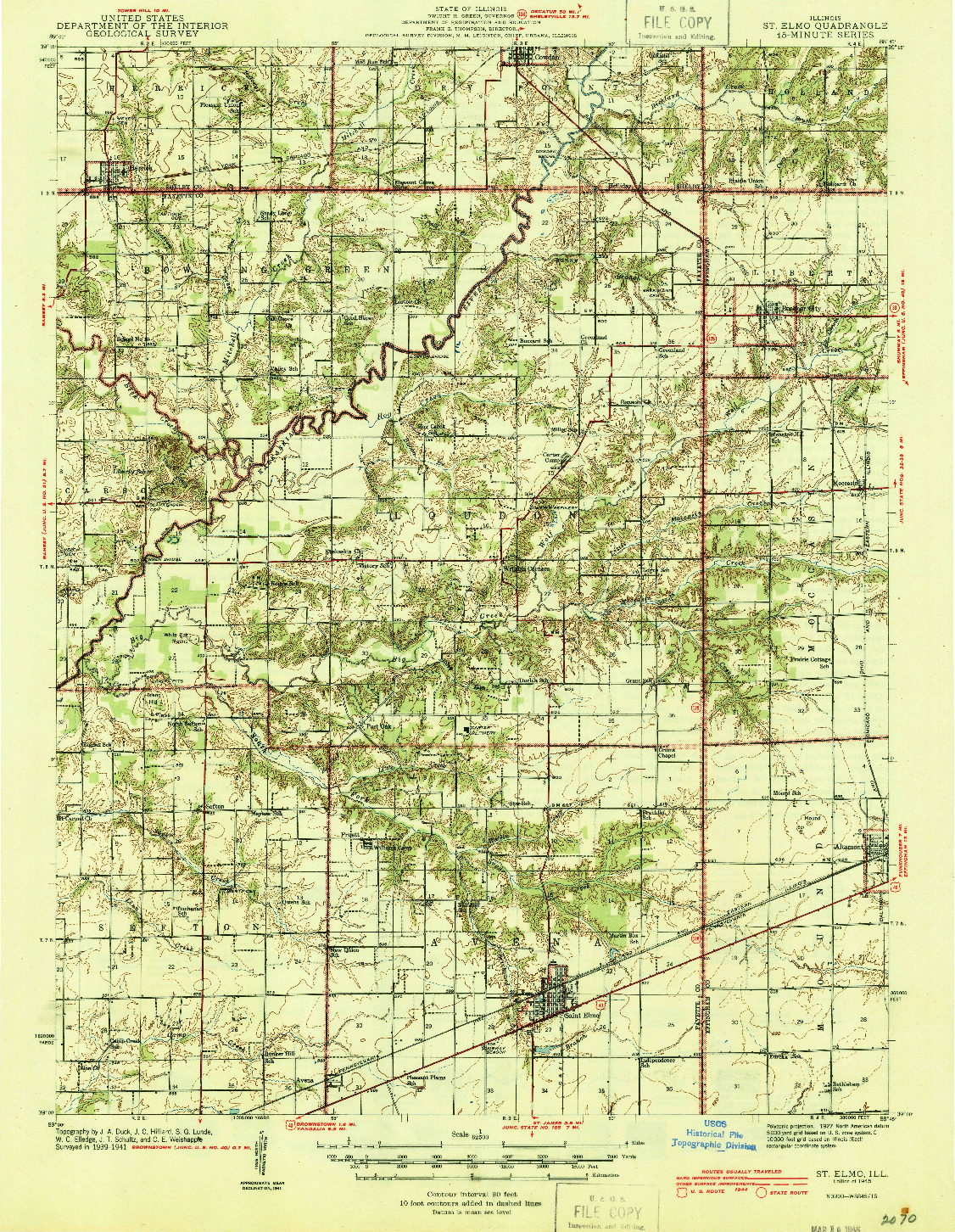 USGS 1:62500-SCALE QUADRANGLE FOR ST. ELMO, IL 1945