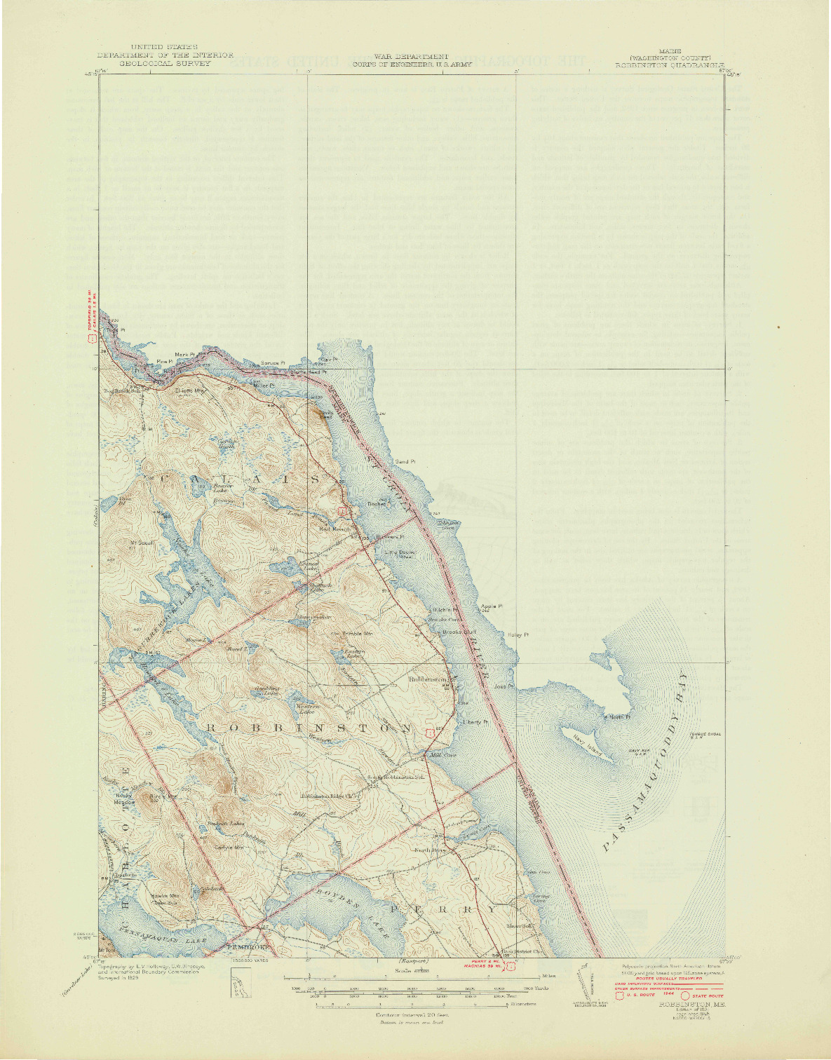 USGS 1:62500-SCALE QUADRANGLE FOR ROBBINSTON, ME 1931