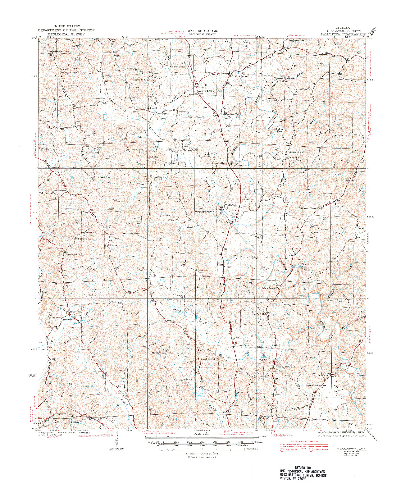 USGS 1:62500-SCALE QUADRANGLE FOR SAMANTHA, AL 1928