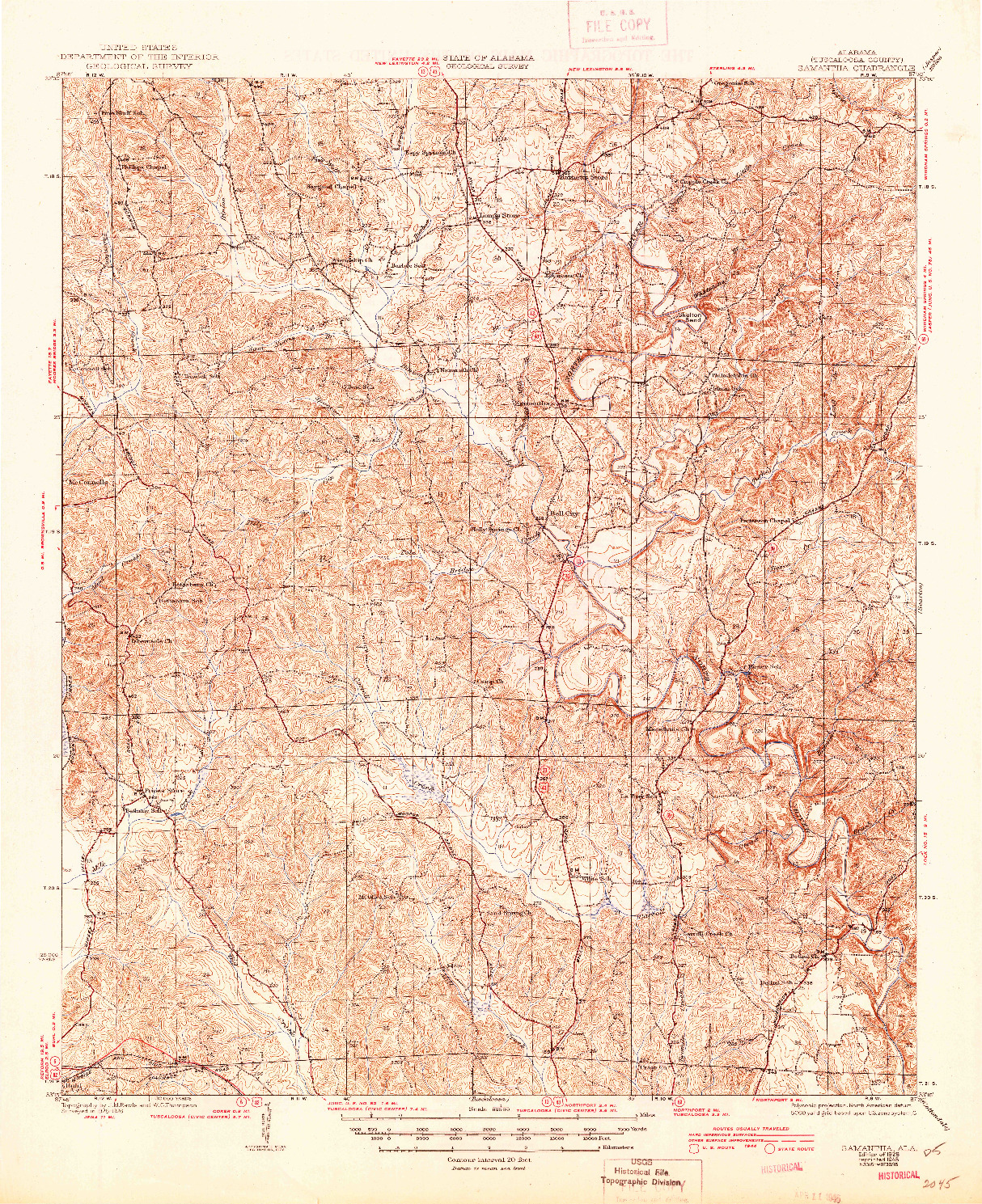 USGS 1:62500-SCALE QUADRANGLE FOR SAMANTHA, AL 1928