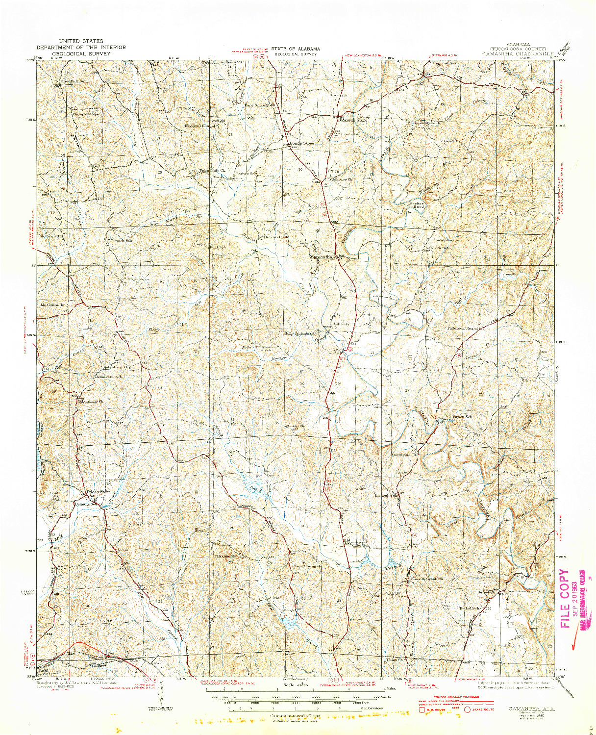 USGS 1:62500-SCALE QUADRANGLE FOR SAMANTHA, AL 1928