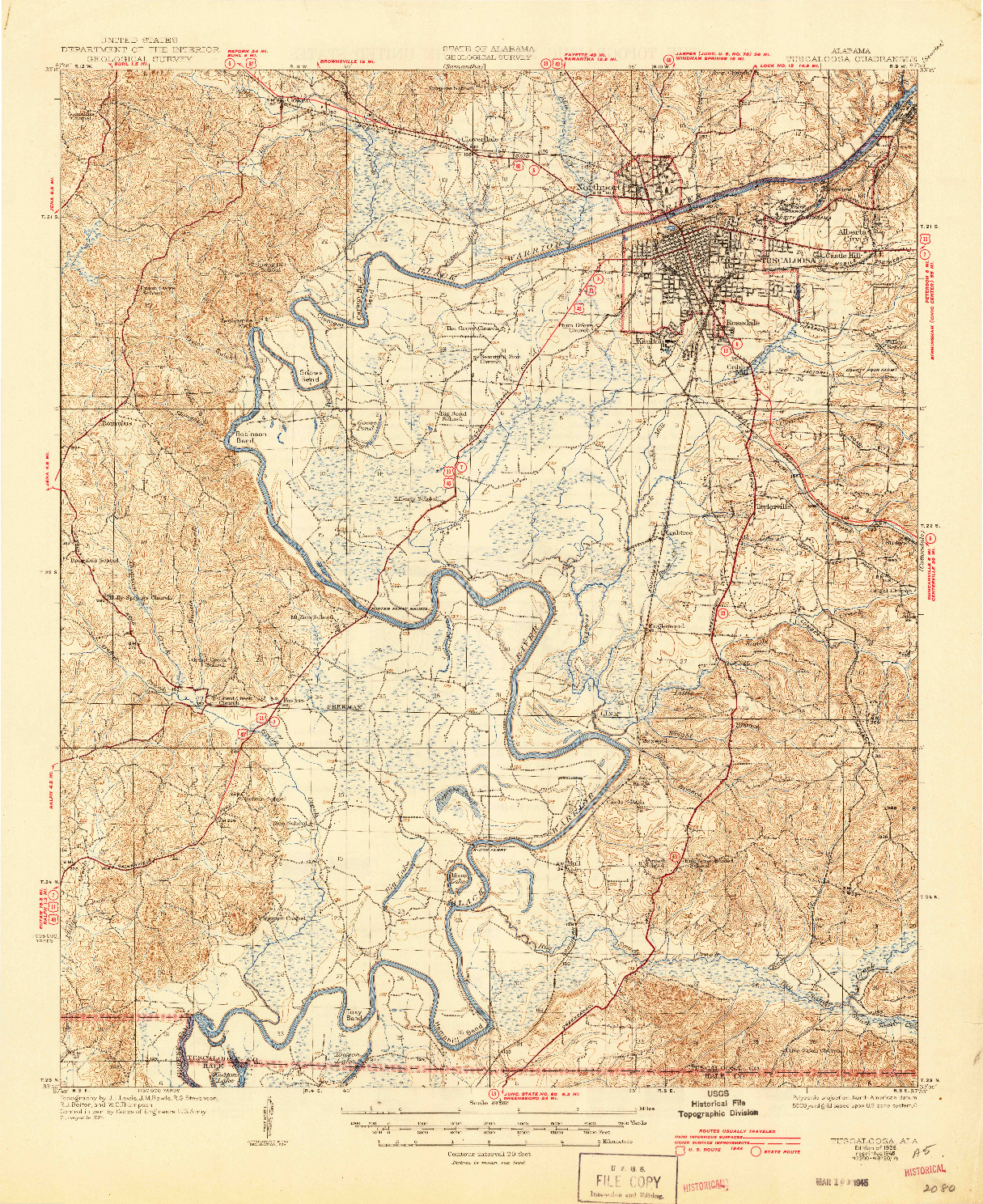 USGS 1:62500-SCALE QUADRANGLE FOR TUSCALOOSA, AL 1926