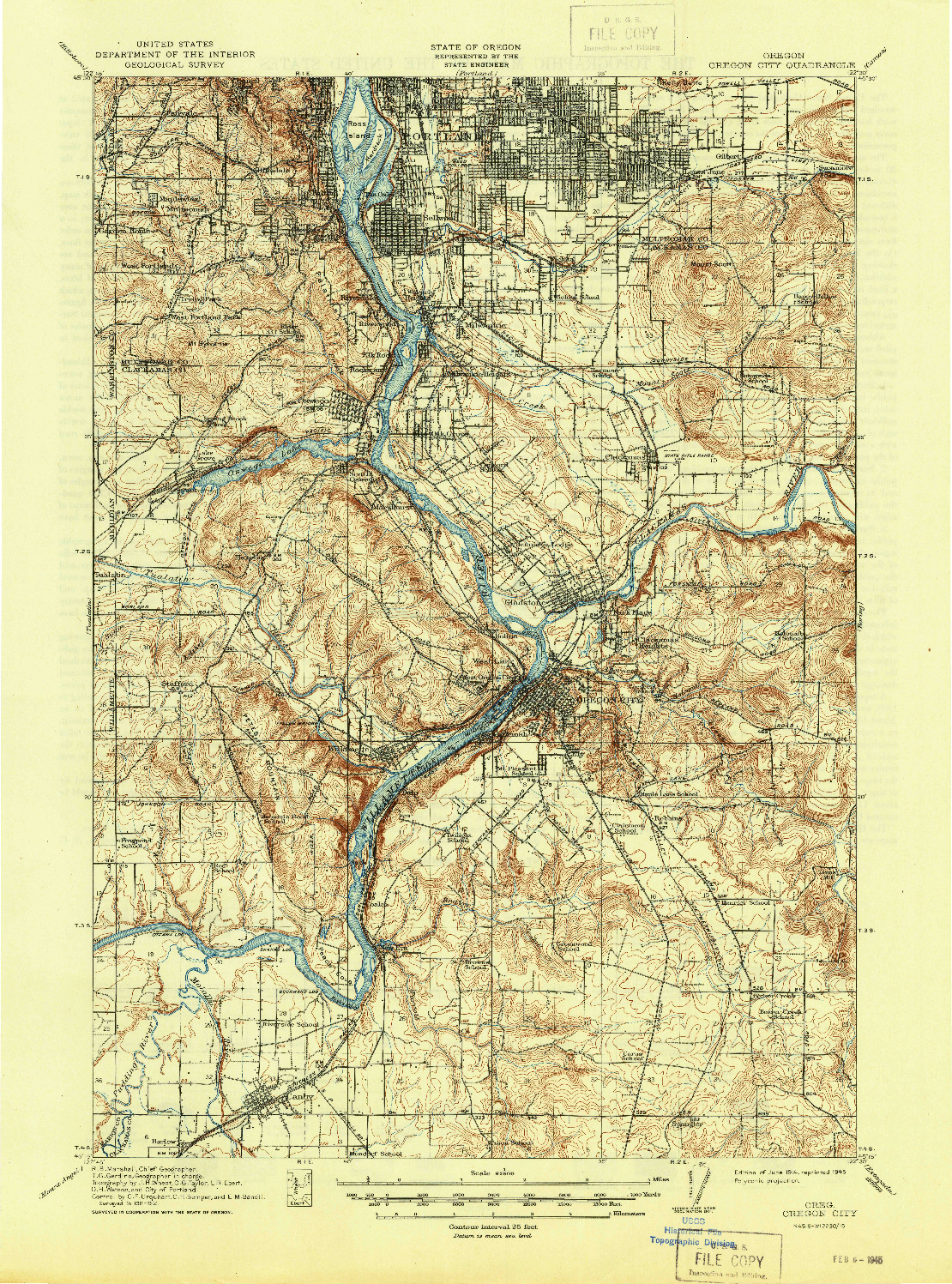 USGS 1:62500-SCALE QUADRANGLE FOR OREGON CITY, OR 1914