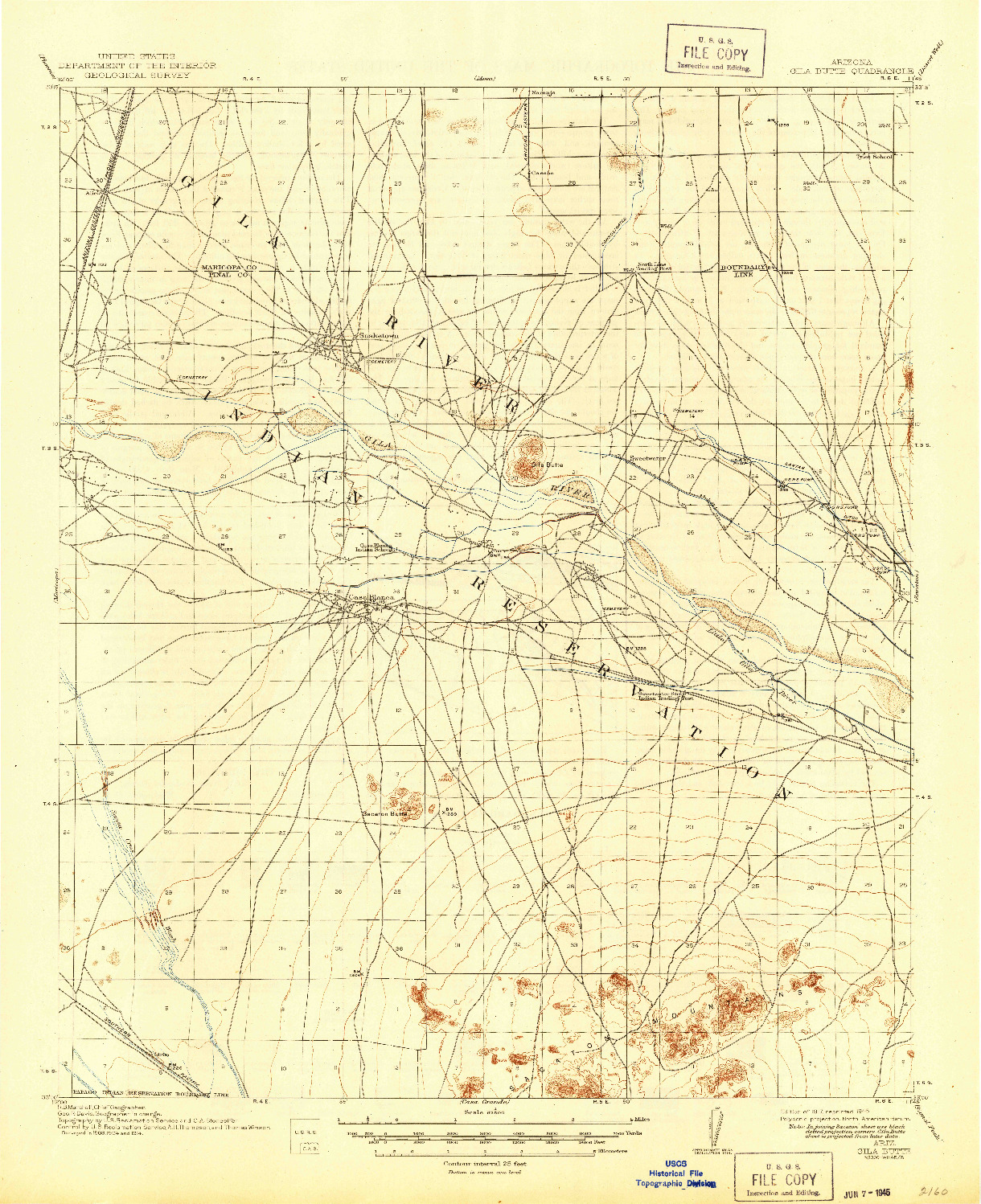 USGS 1:62500-SCALE QUADRANGLE FOR GILA BUTTE, AZ 1917