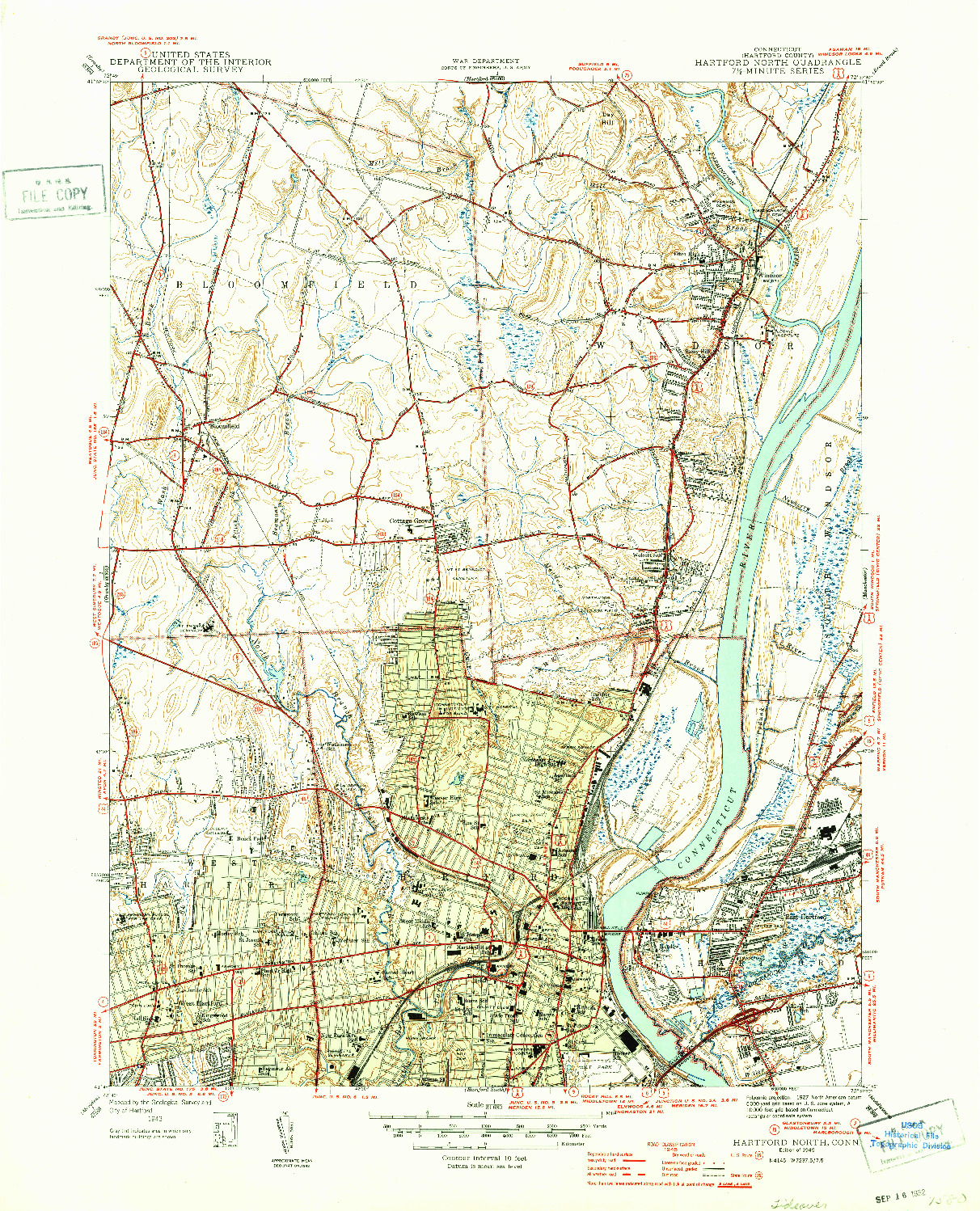 USGS 1:31680-SCALE QUADRANGLE FOR HARTFORD NORTH, CT 1945