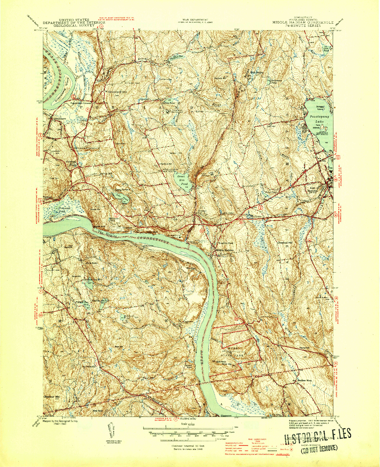 USGS 1:31680-SCALE QUADRANGLE FOR MIDDLE HADDAM, CT 1945