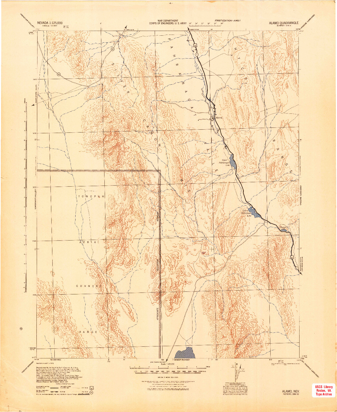 USGS 1:125000-SCALE QUADRANGLE FOR ALAMO, NV 1945