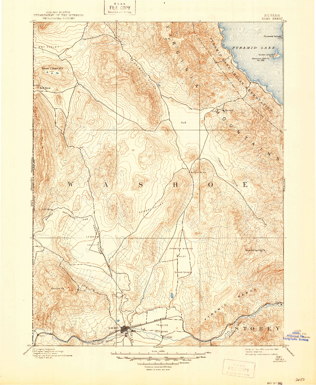 USGS 1:125000-SCALE QUADRANGLE FOR RENO, NV 1893