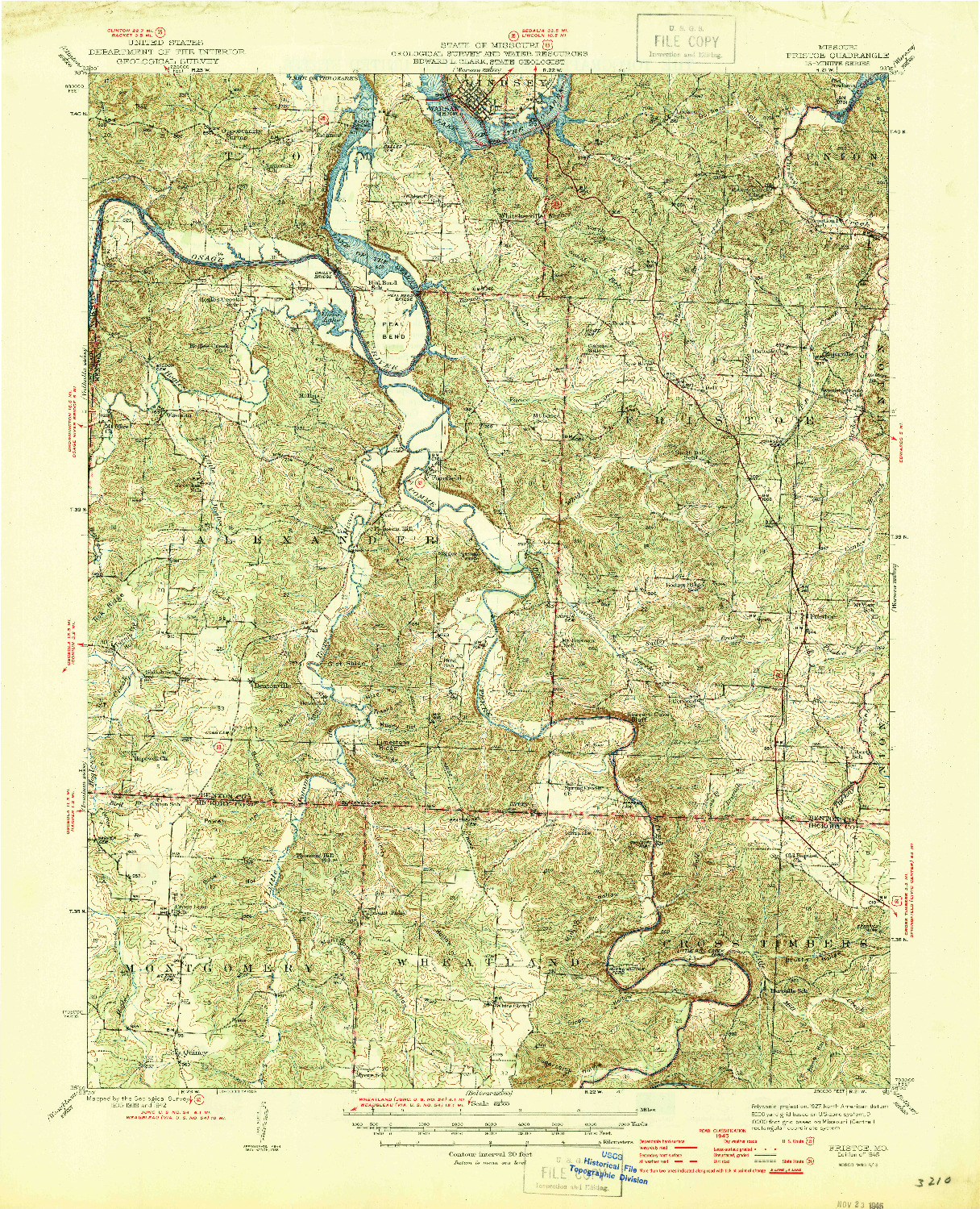 USGS 1:62500-SCALE QUADRANGLE FOR FRISTOE, MO 1945