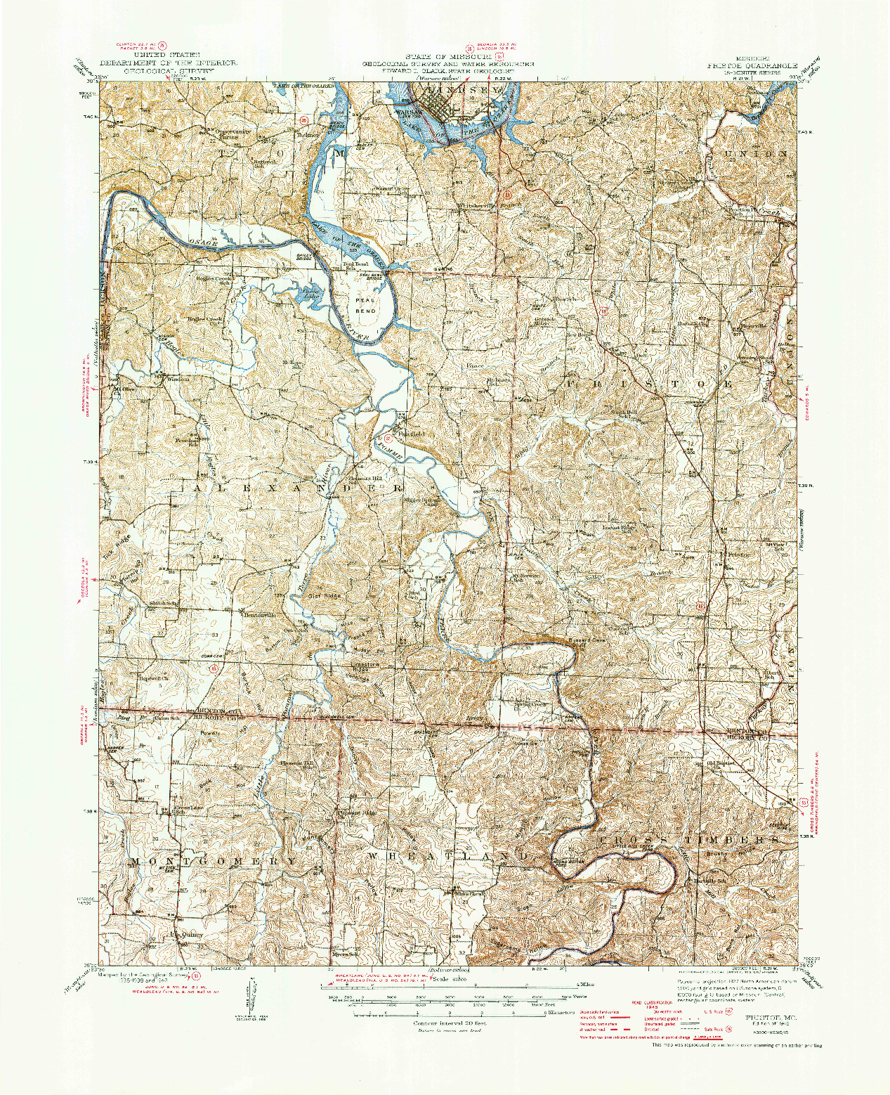 USGS 1:62500-SCALE QUADRANGLE FOR FRISTOE, MO 1945