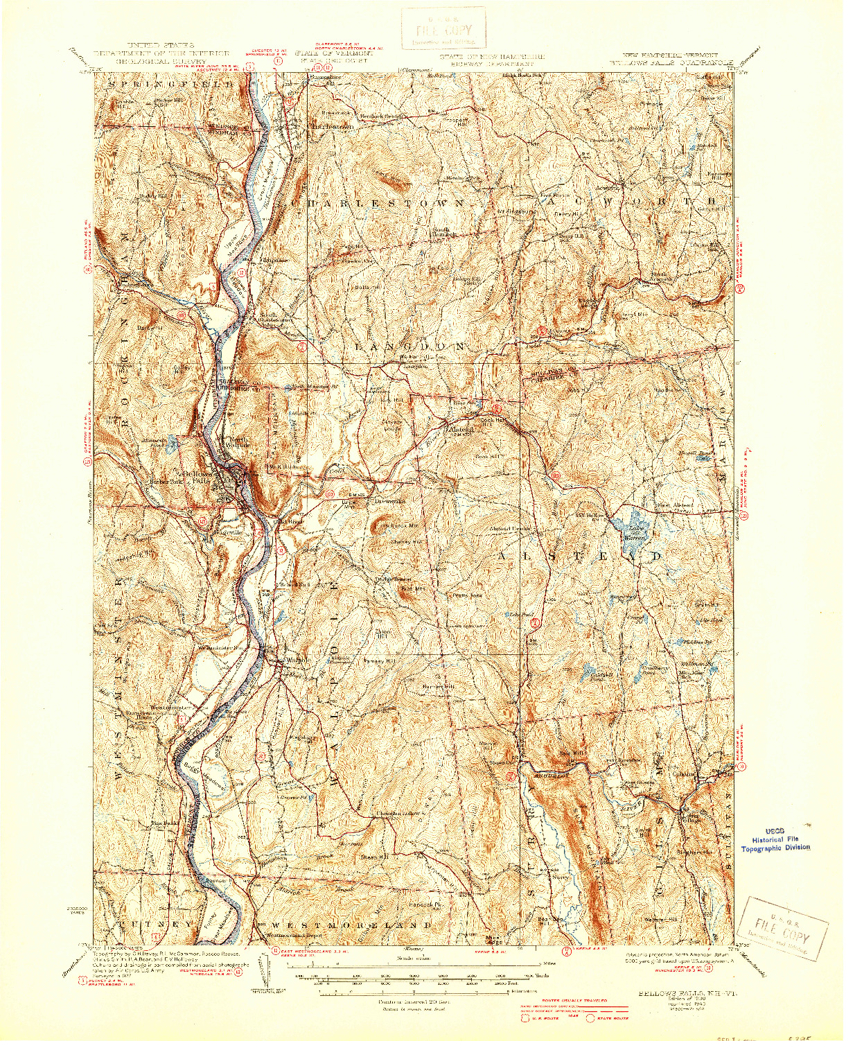 USGS 1:62500-SCALE QUADRANGLE FOR BELLOWS FALLS, NH 1930