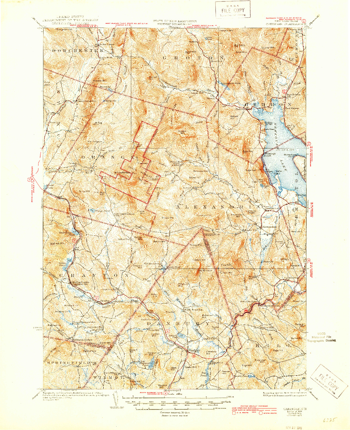 USGS 1:62500-SCALE QUADRANGLE FOR CARDIGAN, NH 1930