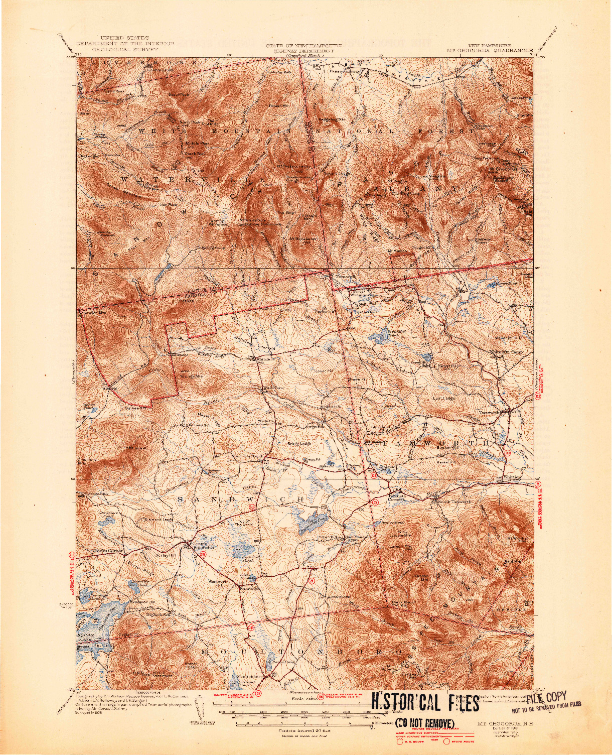 USGS 1:62500-SCALE QUADRANGLE FOR MT. CHOCORUA, NH 1931