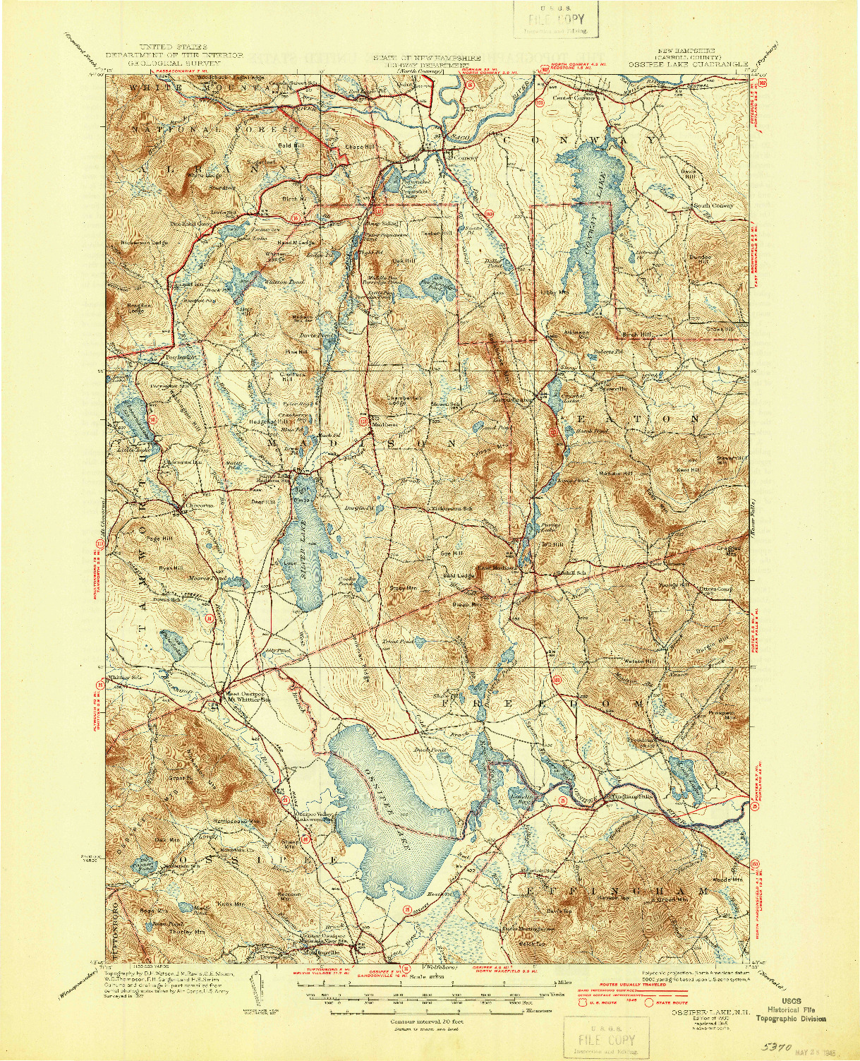 USGS 1:62500-SCALE QUADRANGLE FOR OSSIPEE LAKE, NH 1930