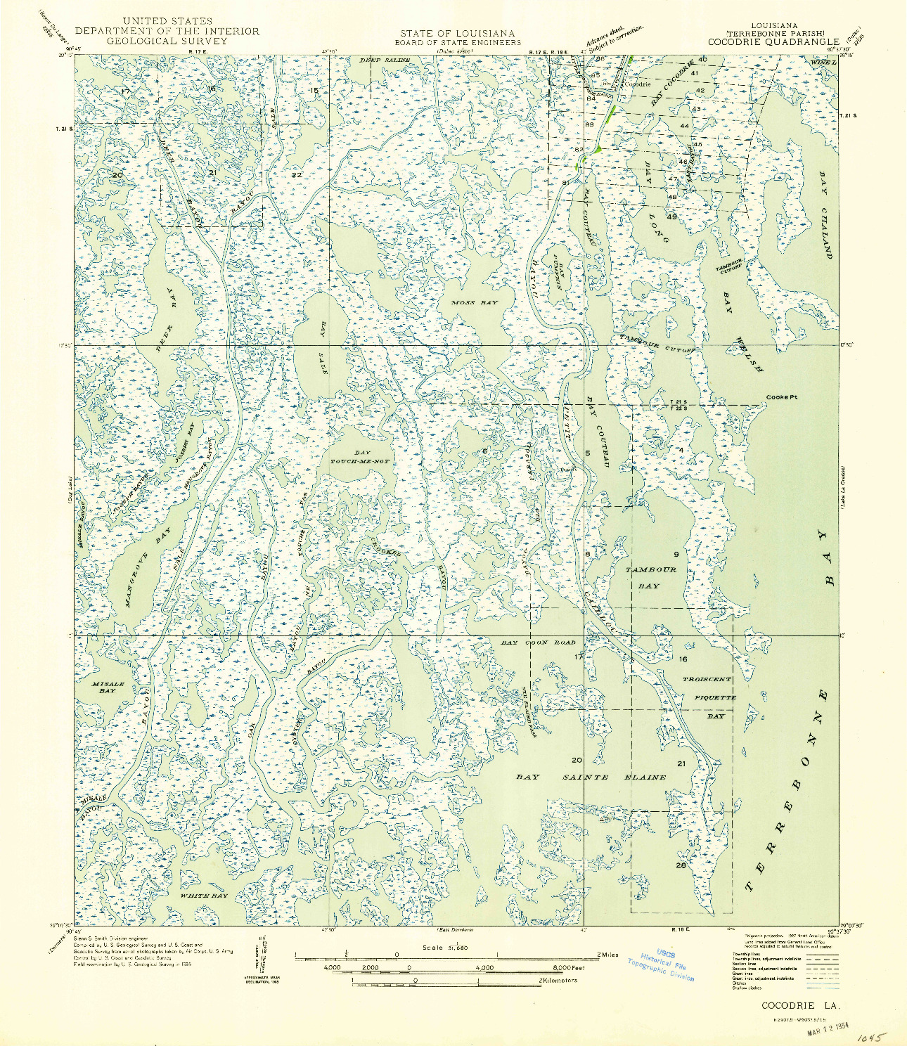 USGS 1:31680-SCALE QUADRANGLE FOR COCODRIE, LA 1945