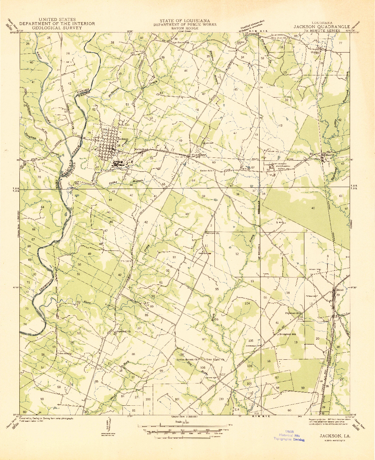 USGS 1:31680-SCALE QUADRANGLE FOR JACKSON, LA 1945