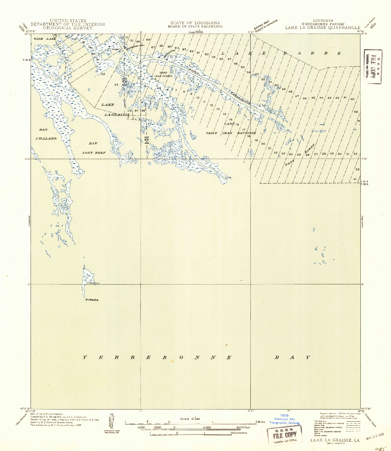 USGS 1:31680-SCALE QUADRANGLE FOR LAKE LA GRAISSE, LA 1945