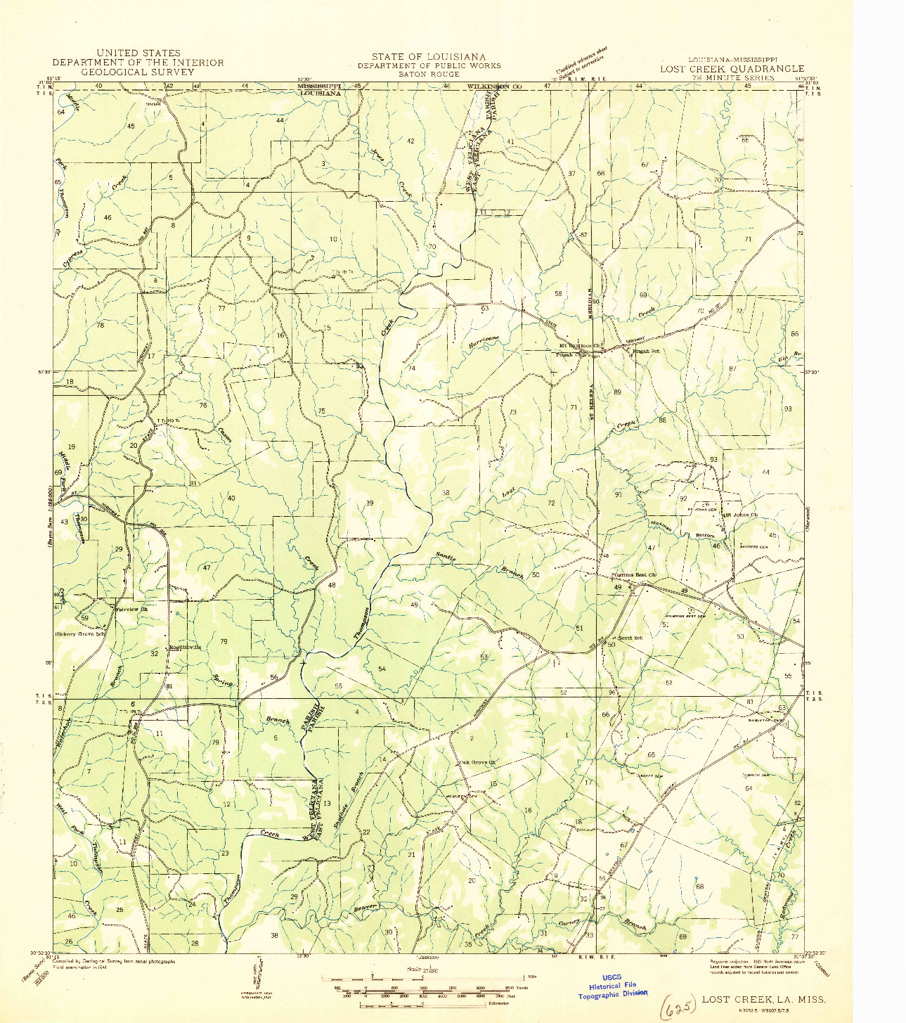 USGS 1:31680-SCALE QUADRANGLE FOR LOST CREEK, LA 1945