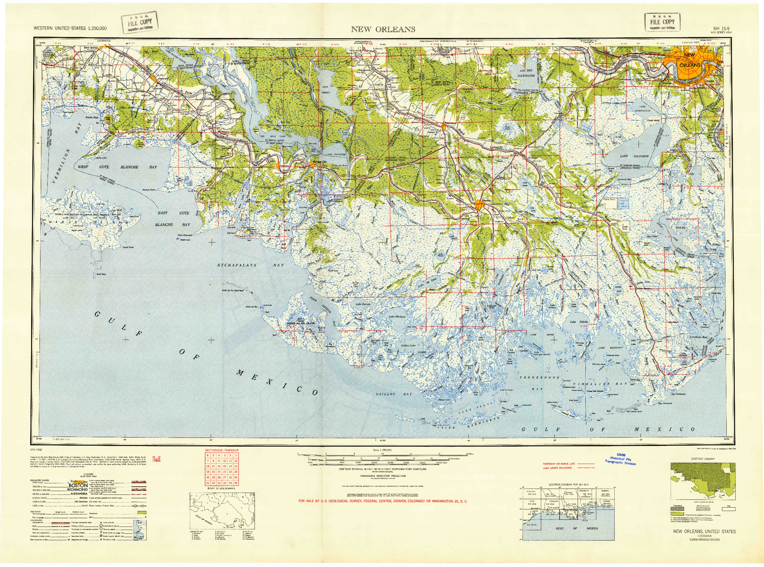 USGS 1:250000-SCALE QUADRANGLE FOR NEW ORLEANS, LA 1945
