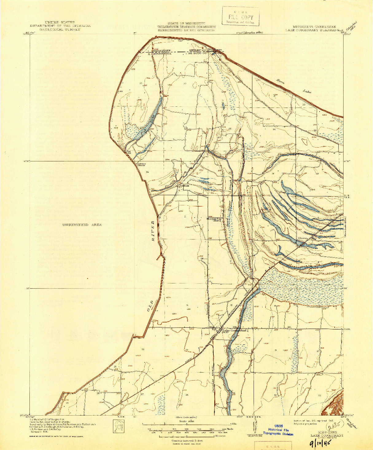 USGS 1:31680-SCALE QUADRANGLE FOR LAKE CORMORANT, MS 1912