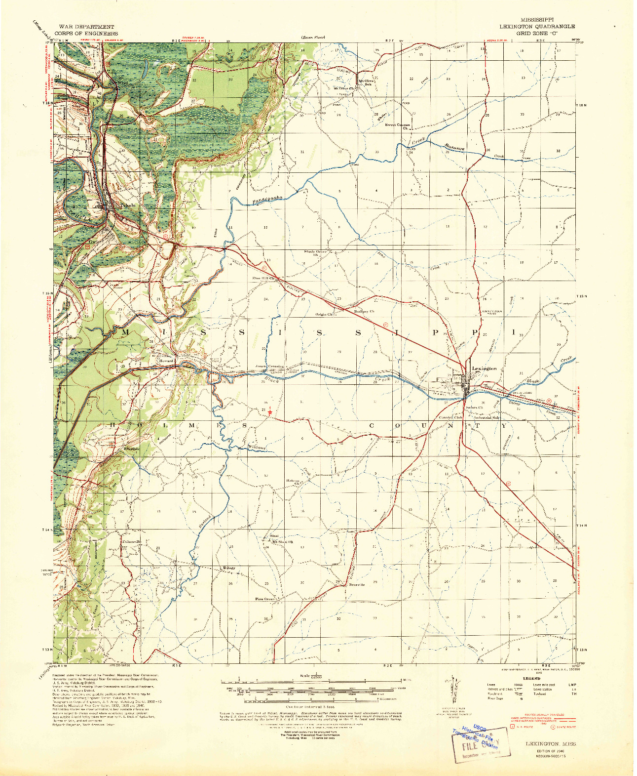 USGS 1:62500-SCALE QUADRANGLE FOR LEXINGTON, MS 1940