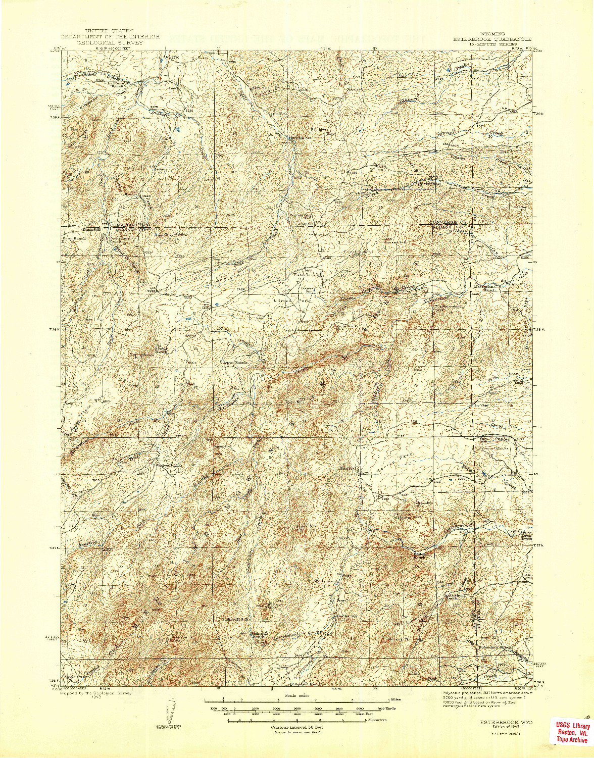 USGS 1:62500-SCALE QUADRANGLE FOR ESTERBROOK, WY 1945