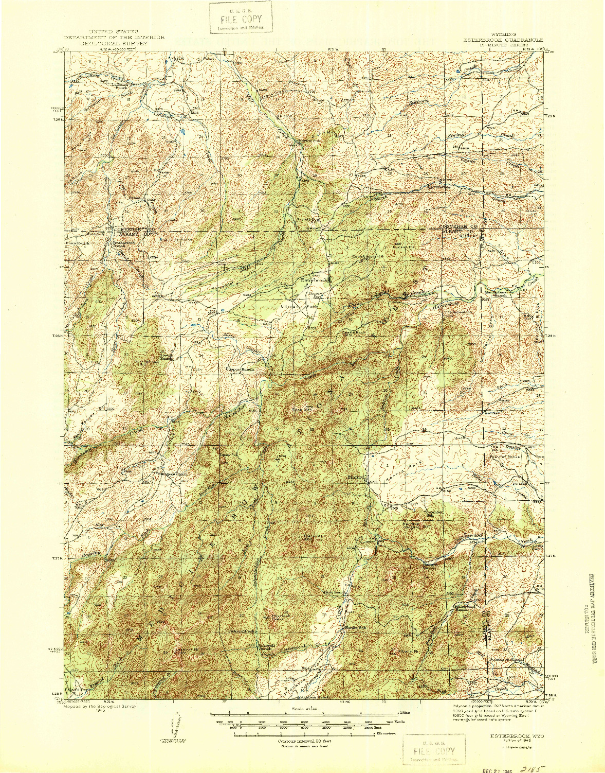 USGS 1:62500-SCALE QUADRANGLE FOR ESTERBROOK, WY 1945