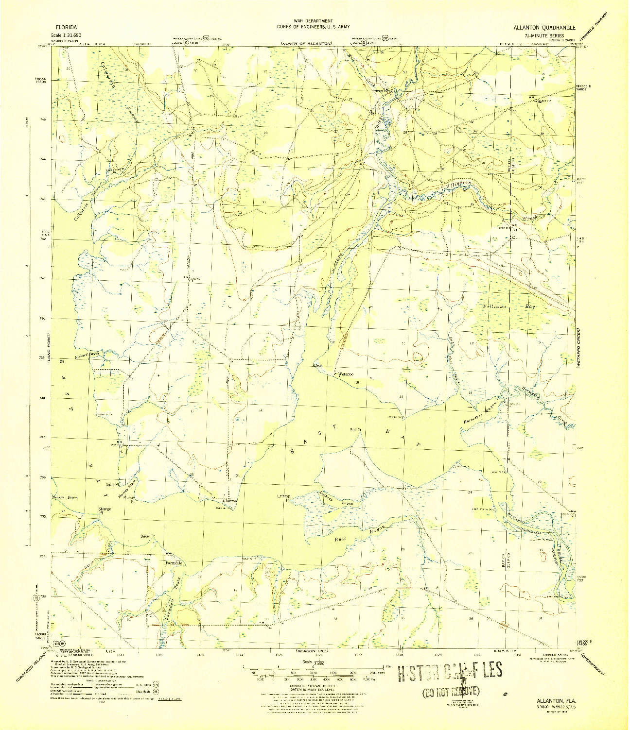 USGS 1:31680-SCALE QUADRANGLE FOR ALLANTON, FL 1945