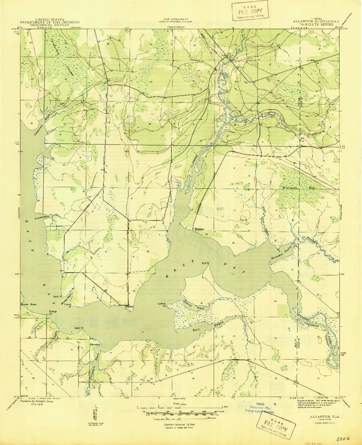 USGS 1:31680-SCALE QUADRANGLE FOR ALLANTON, FL 1945