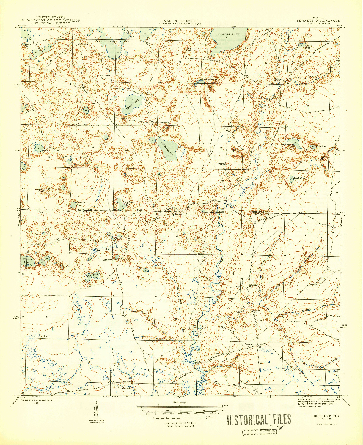 USGS 1:31680-SCALE QUADRANGLE FOR BENNETT, FL 1945