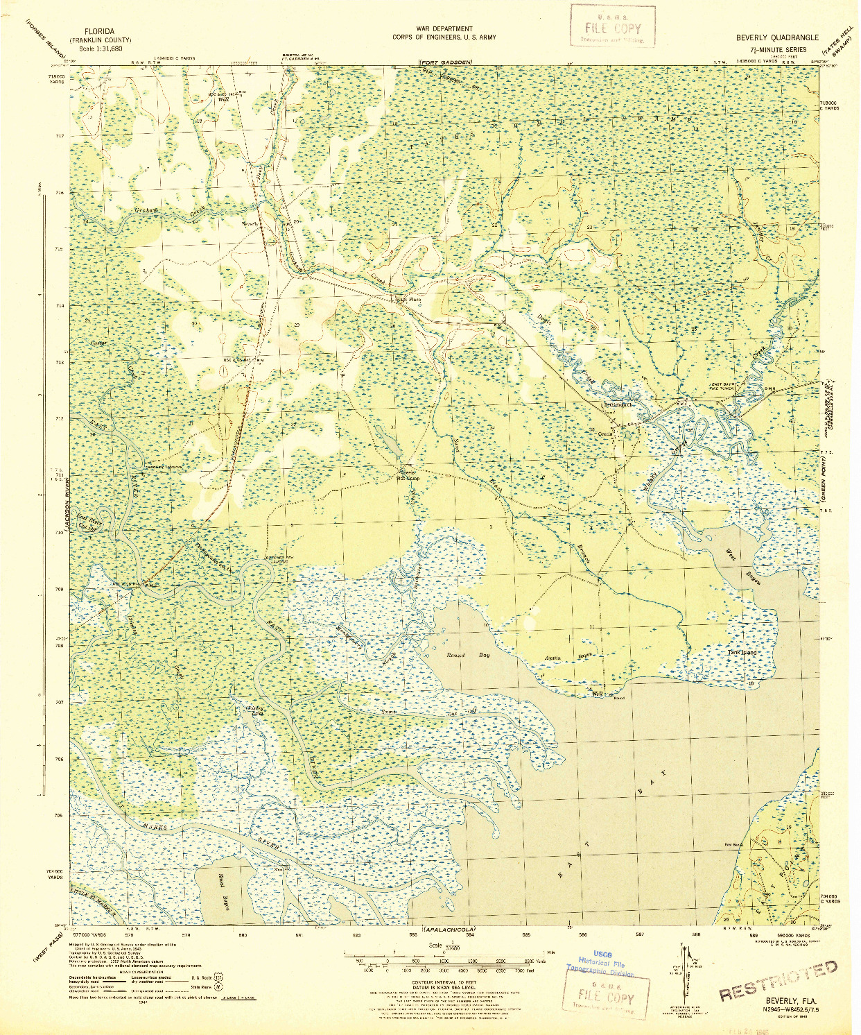 USGS 1:31680-SCALE QUADRANGLE FOR BEVERLY, FL 1945