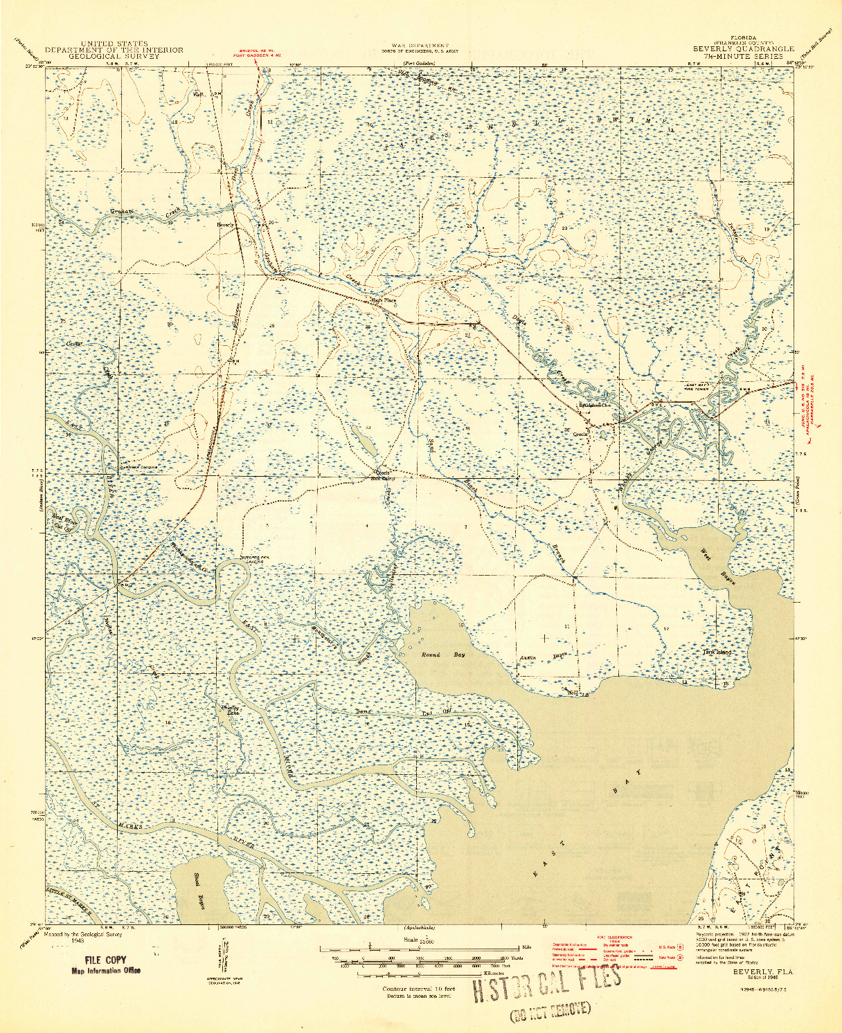USGS 1:31680-SCALE QUADRANGLE FOR BEVERLY, FL 1945