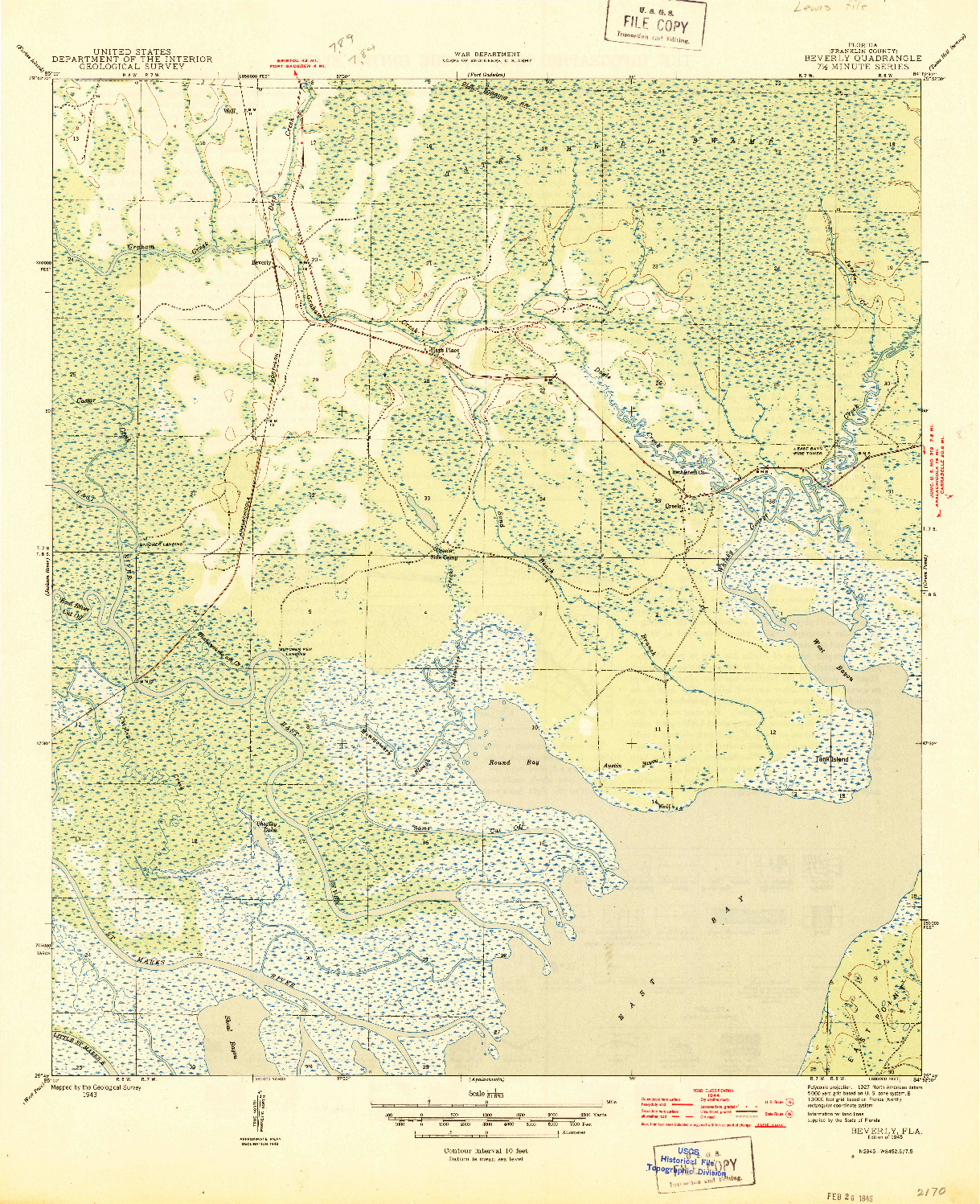 USGS 1:31680-SCALE QUADRANGLE FOR BEVERLY, FL 1945