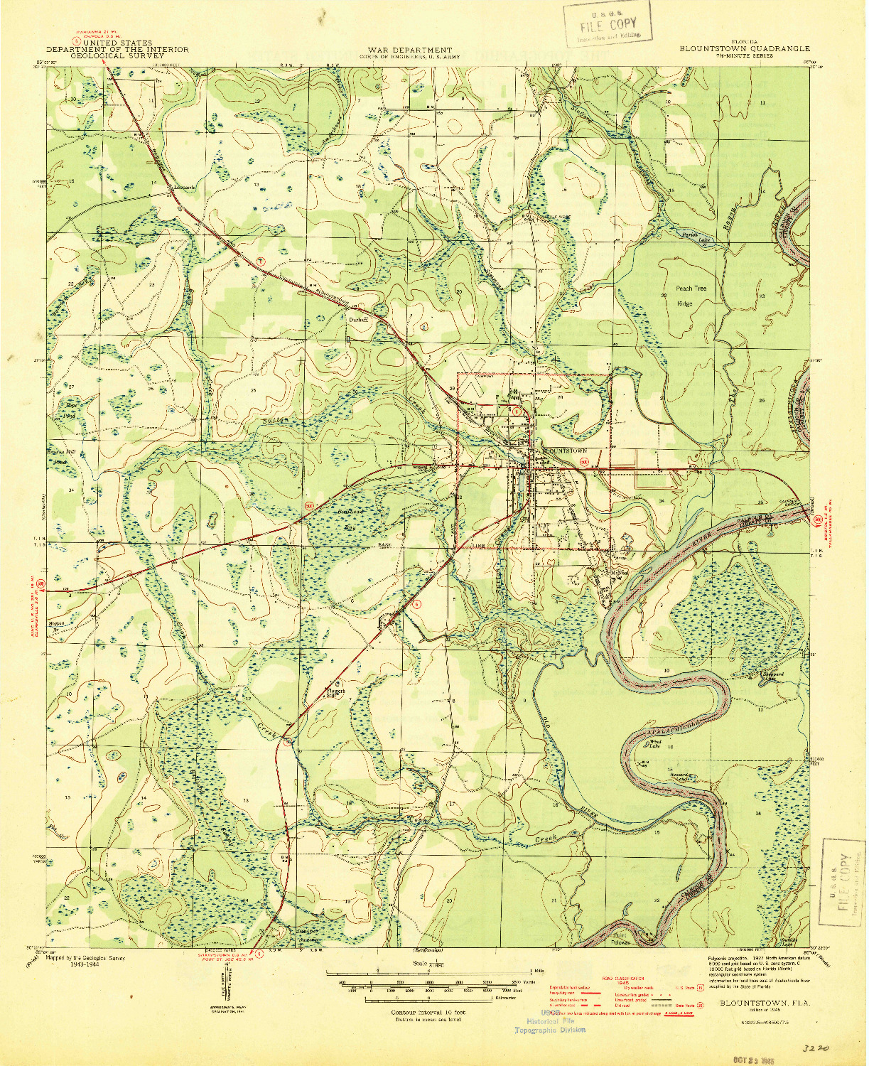 USGS 1:31680-SCALE QUADRANGLE FOR BLOUNTSTOWN, FL 1945