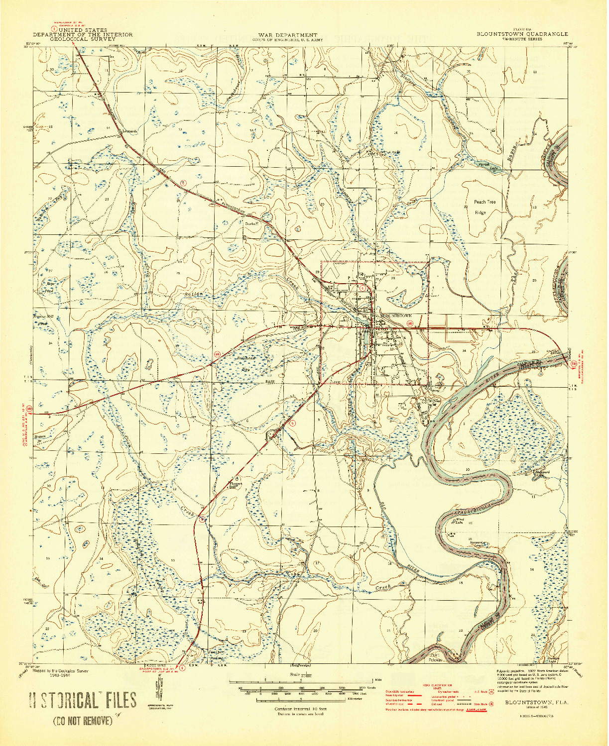 USGS 1:31680-SCALE QUADRANGLE FOR BLOUNTSTOWN, FL 1945