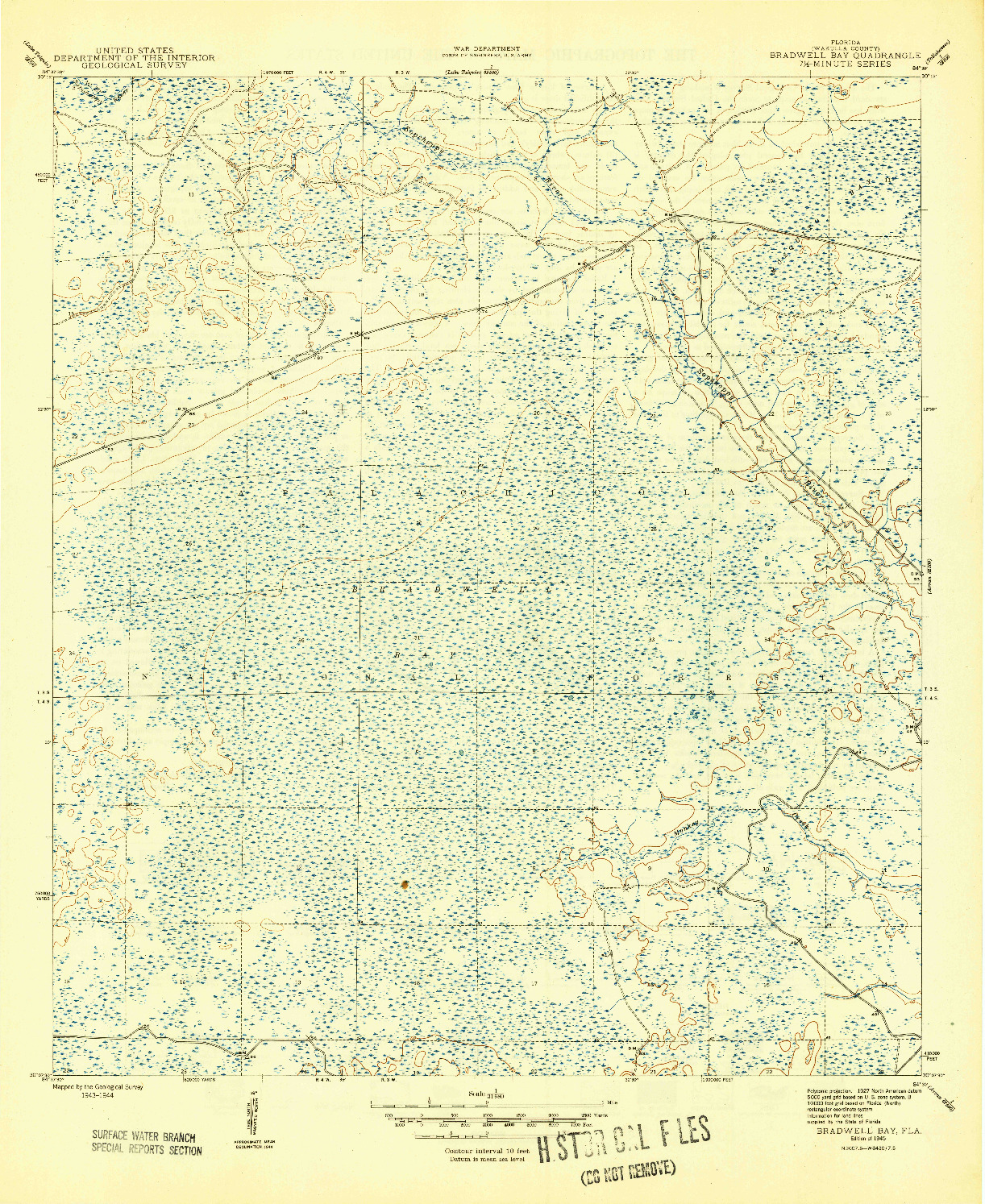 USGS 1:31680-SCALE QUADRANGLE FOR BRADWELL BAY, FL 1945