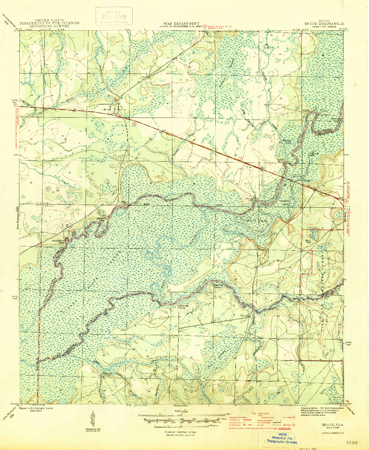 USGS 1:31680-SCALE QUADRANGLE FOR BRUCE, FL 1945