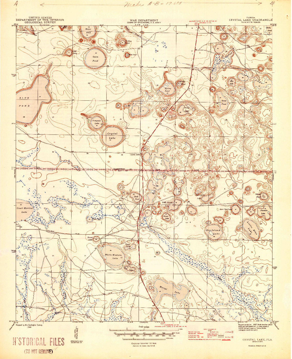 USGS 1:31680-SCALE QUADRANGLE FOR CRYSTAL LAKE, FL 1945