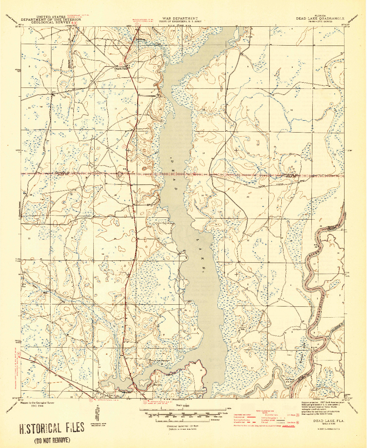 USGS 1:31680-SCALE QUADRANGLE FOR DEAD LAKE, FL 1945